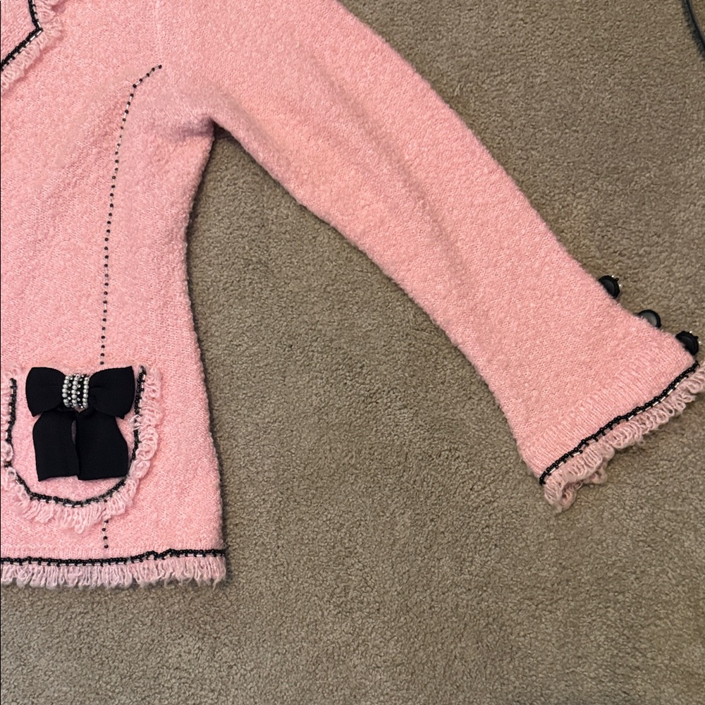 Berek Coquette Pink Knit 90’s Vintage Sweater Jacket with Bows - Picture 5 of 16